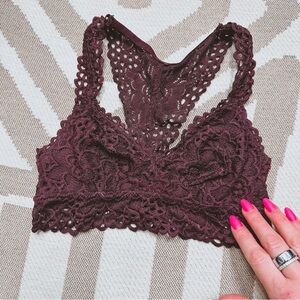 Aerie maroon delicate lace racerback bralette XS